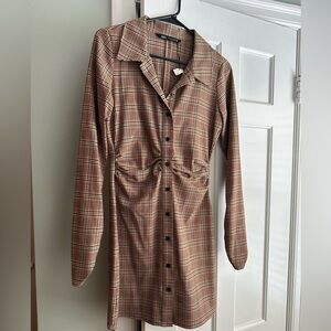 Zara Plaid Button Up Dress